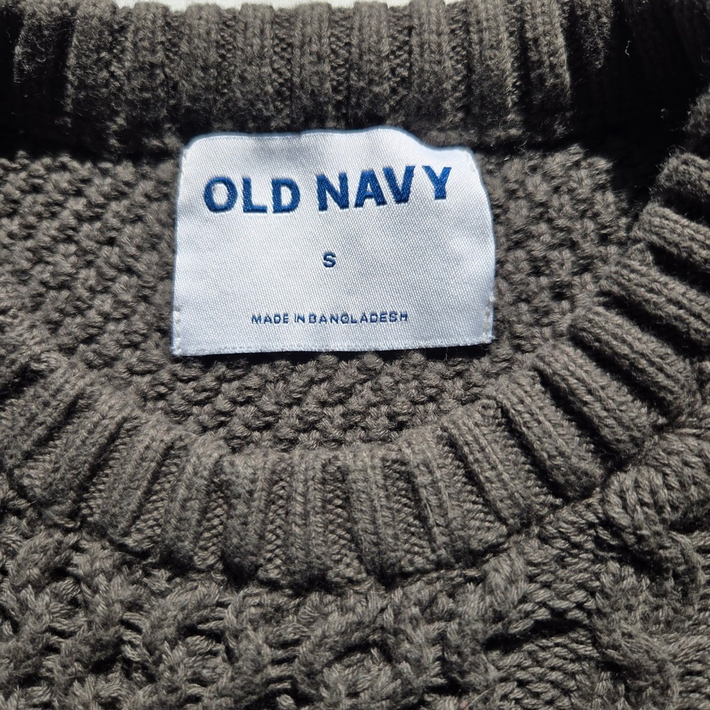 Old Navy Womens S Gray Green Chunky Cable Knit Dark Academia Cottagecore Sweater - Picture 2 of 7